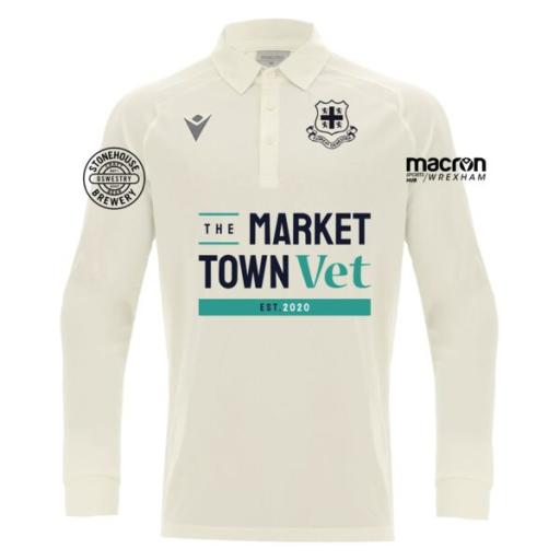 Oswestry Cricket Club Long Sleeved Shirt 2024 sponsored by The Market Town Vets